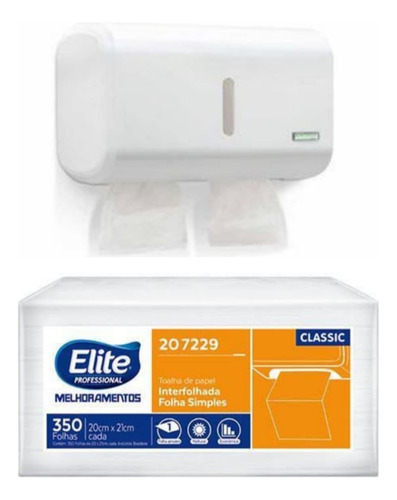 Kit Porta Papel Toalha Branco + Folha Simples Elite 207229