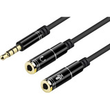 Cable Divisor Splitter Auxiliar 3.5 Micrófono Y Audio Negro