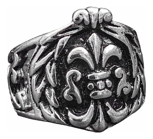 Anillo Sello Medieval Flor De Lis Acero Quirúrgico 316l