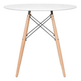 Kit Jantar Eames Wood Mesa 80 Cm 4 Cadeiras Estofada Botone Tampa Mesa Branco Com Cadeiras Azul