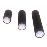 Kit 3x Spot Plafon Tubo Lise Preto Par20 15-25-35cm C/ Lamp.