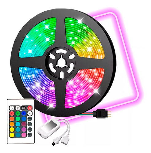 Fita Led Rgb 5050 Ip20 Colorida 5mts + Controle