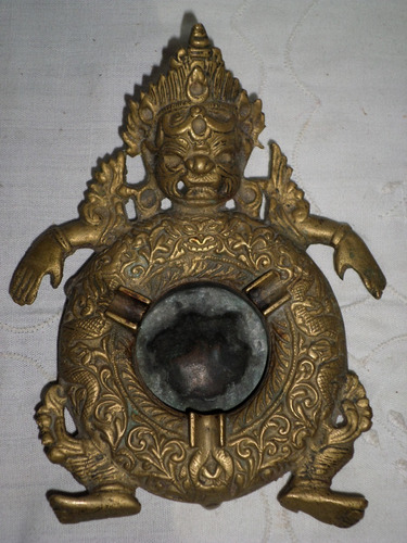 Antiguo Cenicero De Bronce Dios De La Suerte Tibetano India