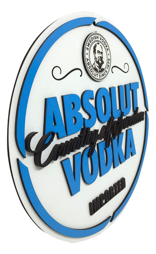 Placa Decorativa Vodka Sueca Bebida Relevo Bar Restaurante