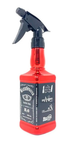 Rociador Pulverizador Whisky Metalizado Barberia Rojo