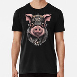 Remera Steampunk Pig Te Está Mirando Algodon Premium