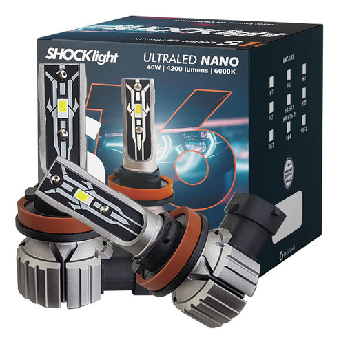 Par Lâmpada Ultraled S16 Nano H8/h9/h11/h16-2 6000k 4200lm