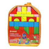 Mochila Bloques Madera Figuras Geometricas Montessori 35 Pzs