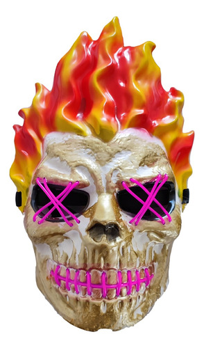 Mascara Ghost Rider Led Purga Craneo Fuego Disfraz Halloween