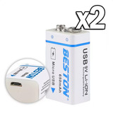 Bateria 9v Recargable 650mah Beston Usb Pack De 2 Unidades