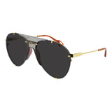 Gucci Gg0740s 001 Aviator Metal Gris Carey Dorado