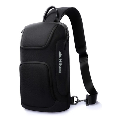 Mochila Crossbody Impermeable Para Tablet De 9.7 Pulgadas, Bandolera Para Hombre Y Mujer Multiples Compartimentos Y Bolsillos Ocultos Mariconera Color Negro Diseño de la tela Liso | Envío gratis