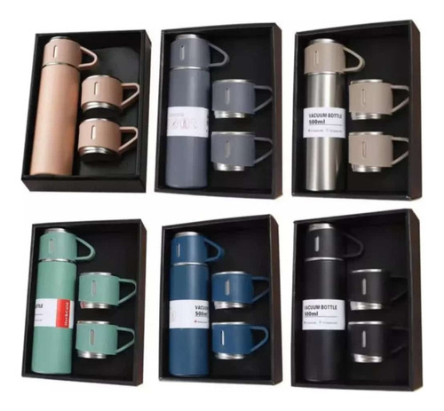 Set Termo Termico Acero Inoxidable 500ml Mas Taza Regalo