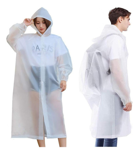 Kit 2 Capa De Chuva Impermeável Capuz Transparente Unissex