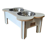 Comedero Bebedero Doble Gato Perro Madera Plato Elevado 20cm