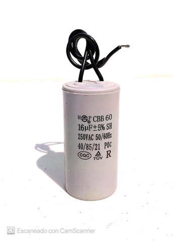 Capacitor Condensador 16uf 16mfd 250v Redondo C/cable Pw