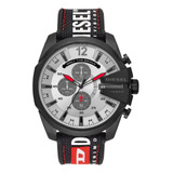 Reloj Hombres Diesel Mega Chief Chrono Negro Silicona Dz4512 Color Del Fondo Blanco