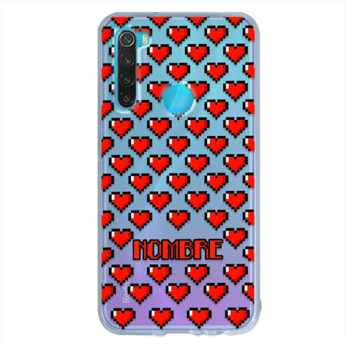 Funda Xiaomi Antigolpes Corazones Pixel Personalizada Nombre