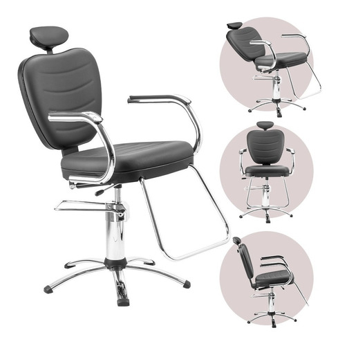 Silla Con Respaldo Reclinable Para Peluquería, Maquillaje, Top Dompel, Barbería Profesional