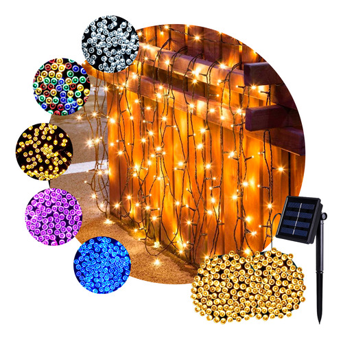 Luces Navidad Exterior Solares Guirnalda Led 20m Impermeable