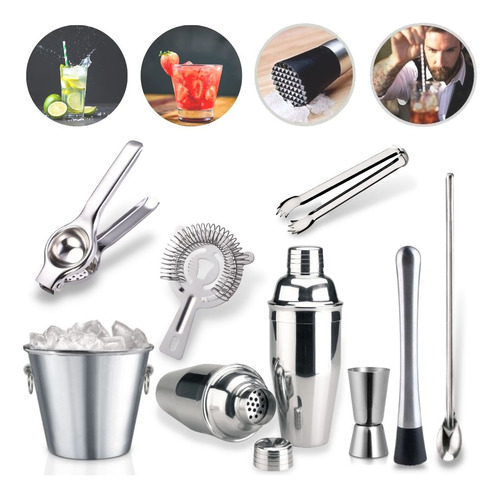 Kit Caipirinha Inox Coqueteleira Completo 7pcs + Brinde