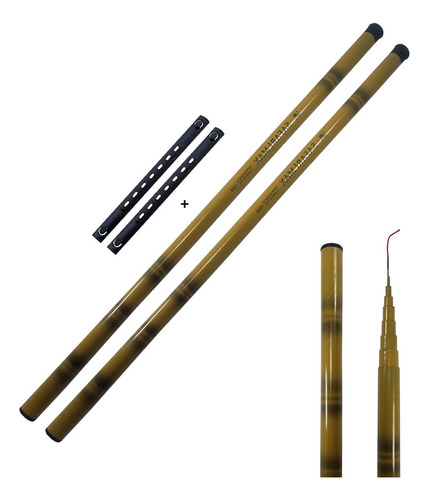 Vara Pesca Ultralight Telescópica Kit 2un 2,7m Bambu Bamboo