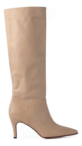 Bota Larga Bucanera Dama Taco Alto Stiletto Cuero Fiori 7201