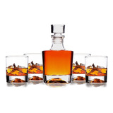 Whiskey Decanter Glasses Gift Set - 4 Whiskey Glasses - A...