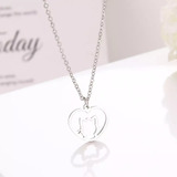 Collar Dije De Corazon Gato Para Regalo Mujer Dorado Y Plata