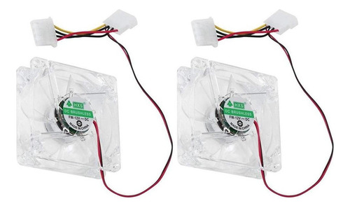 2x Ventilador Sin Escobillas De 12 V Cc 4 Led 80 Mm 8025