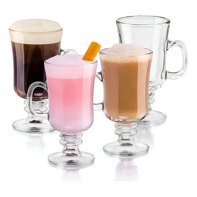 Irish Juego De 4 Tazas, Copas De Vidrio Para Capuchino Cafe Color Blanco | MercadoLibre