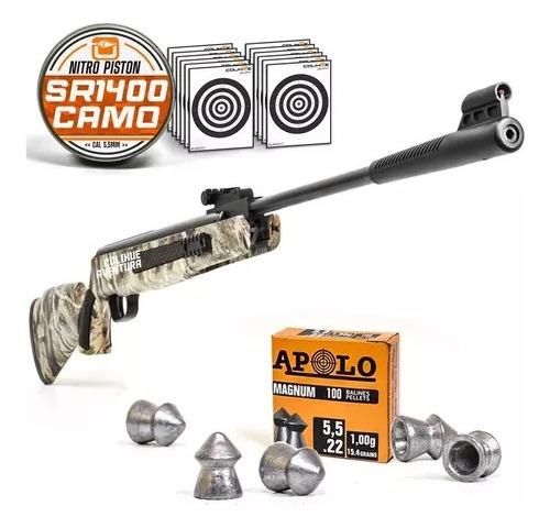 Rifle Fox Sr1400 Nitro Piston Camo Cal 5,5mm Balines+blancos