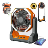 Ventilador De Camping, Portátil Y Recargable,con Led Luz