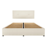 Recamara Cama Cabecera Urban Individual Madera Tapiz Beige