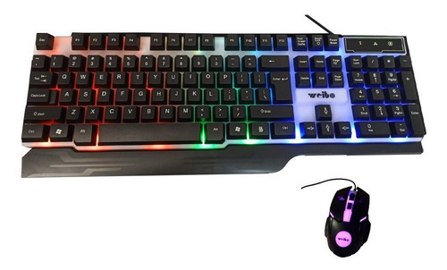 Combo Teclado Y Mouse Gamer Weibo Wb 550 Usb Luces