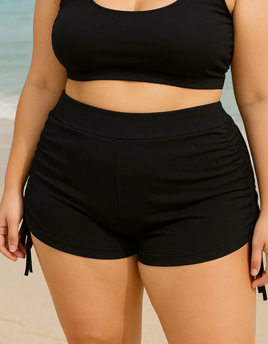 Short Plus Size Sunkini Praia Piscina Com Ajustes De Amarrar | MercadoLivre
