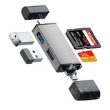 Leitor De Cartão 7 Em 1 Sd Tf Usb 2.0 / 3.0 Micro Tipo C Otg