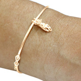 Pulseira Bracelete Rígido Gatinho - Prata 925 Dourada 18k