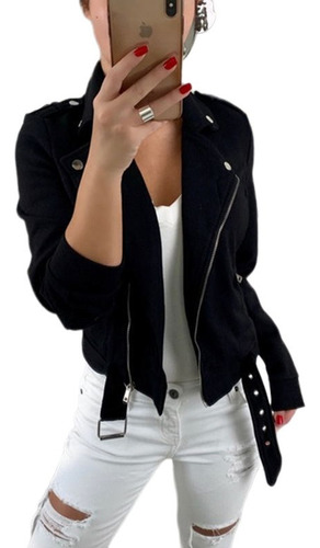 Chaqueta Biker Corta Con Cremallera For Mujer