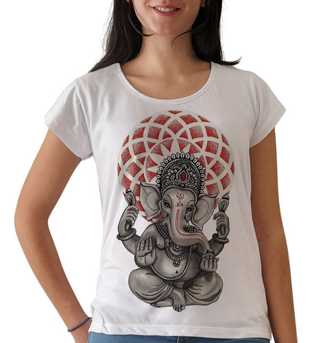 Remera Ganesha Hindú Meditación 3 Mujer Purple Chick