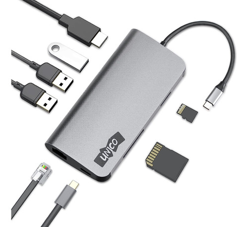 Adaptador Usb C A Hdmi Ethernet Hub 8 En 1  Macbook Air Pro