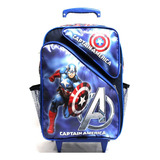 Mochila Escolar Capitão América Avengers Rodinhas Tam G Cor Azul