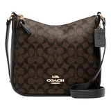 Bolsa Coach Original Ellie File Bag In Signature Canvas Cafe Acabado De Los Herrajes Dorado Color Marrón Color De La Correa De Hombro Negro Diseño De La Tela Monogramas