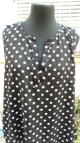 Blusa De Gasa Importada Negra Con Lunares 