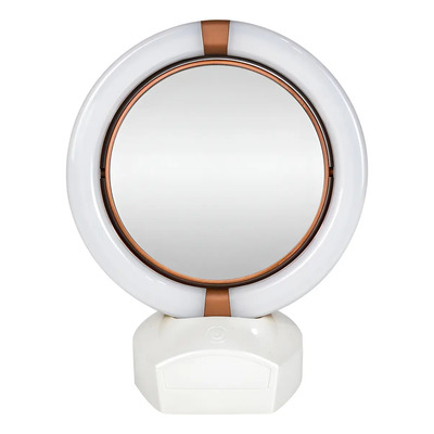 Espejo Portatil Luz Led Ajustable Conair Aumento 5x Mujer Dorado