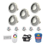 Kit Iluminação Piscina 40m² 5 Leds 4w + Módulo + Disp 50mm