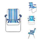 Cadeira Infantil Alta Alumínio Azul Praia Camping Mor