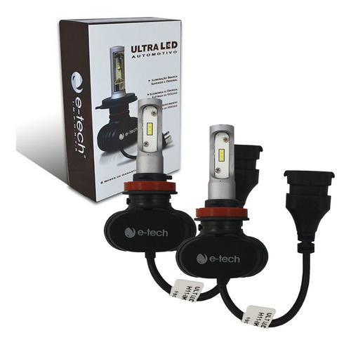 Kit Lampada Ultra Led E-tech Encaixe H11 8000k 6000 Lumens