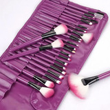 Set 24 Brochas Maquillaje Profesional Fibra Artificial Color Violeta
