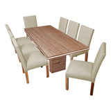 Juego Comedor Mesa Trc 180x90+ 8 Sillas Ecocuero